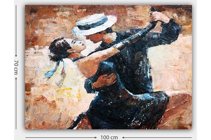 Canvas taulu 70x100 cm - Intohimoinen tango miehen ja naisen välillä - Musta / Beige / Valkoinen - Sisustustuotteet - Taulu & taide - Canvas-taulu