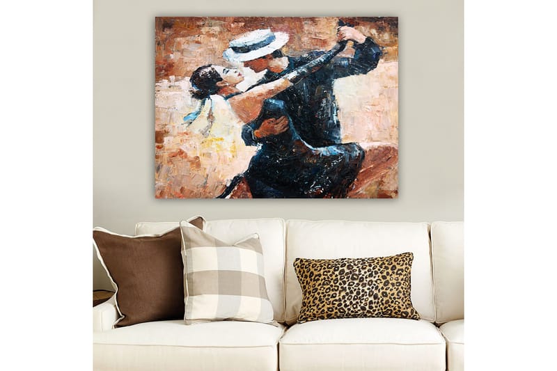 Canvas taulu 70x100 cm - Intohimoinen tango miehen ja naisen välillä - Musta / Beige / Valkoinen - Sisustustuotteet - Taulu & taide - Canvas-taulu