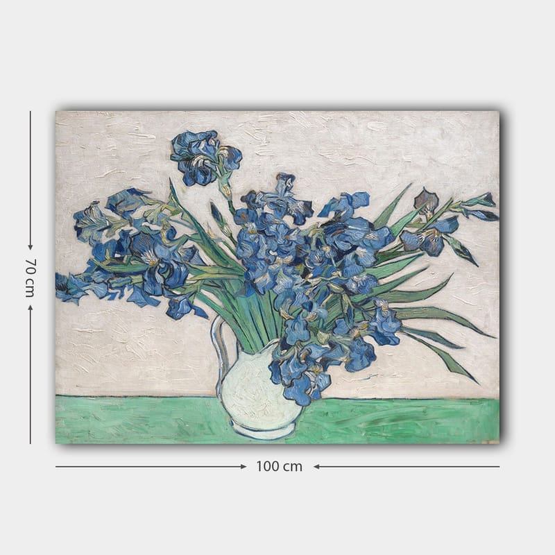 Canvas taulu 70x100 cm - Iriksenkukkien kimppu valkoisessa maljakossa - Sininen / Vihreä - Sisustustuotteet - Taulu & taide - Canvas-taulu