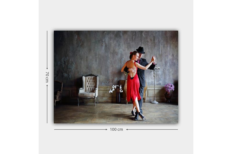 Canvas taulu 70x100 cm - Kahden elegantissa asussa tanssivan intohimoinen tango - Punainen / Musta - Sisustustuotteet - Taulu & taide - Canvas-taulu