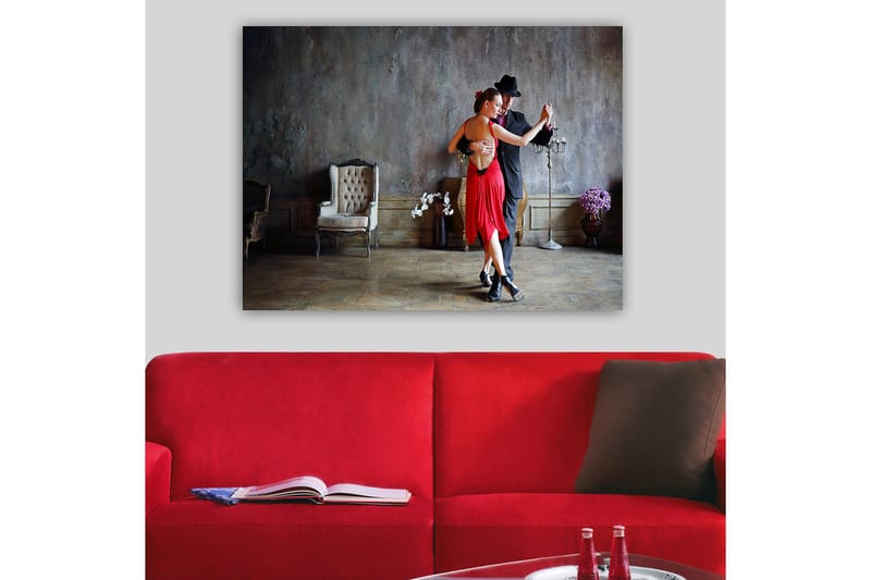 Canvas taulu 70x100 cm - Kahden elegantissa asussa tanssivan intohimoinen tango - Punainen / Musta - Sisustustuotteet - Taulu & taide - Canvas-taulu