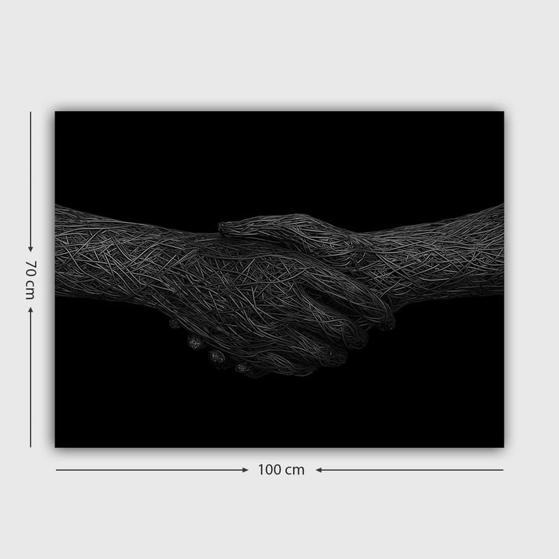 Canvas taulu 70x100 cm - Kaksi kättä kättelemässä, symboloi yhteistyötä ja yhtenäisyyttä - Musta / Harmaa - Sisustustuotteet - Taulu & taide - Canvas-taulu