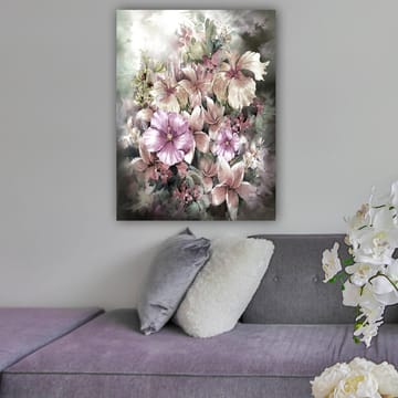 Canvas taulu 70x100 cm - Kaunis kukkakimppu pehmeissä pastelliväreissä - Violetti / Vaaleanpunainen / Vihreä - Sisustustuotteet - Taulu & taide - Canvas-taulu