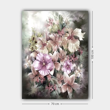 Canvas taulu 70x100 cm - Kaunis kukkakimppu pehmeissä pastelliväreissä - Violetti / Vaaleanpunainen / Vihreä - Sisustustuotteet - Taulu & taide - Canvas-taulu
