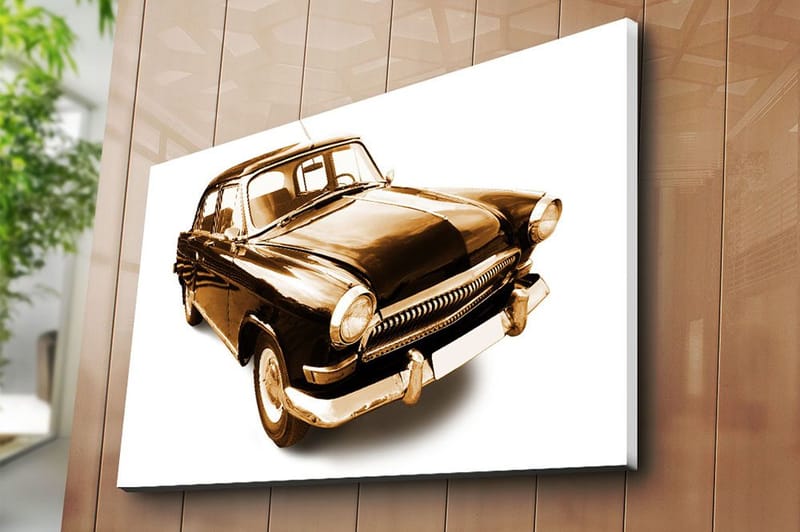 Canvas taulu 70x100 cm - Klassikkoauto mustan ja kullan sävyissä - Musta / Kulta - Sisustustuotteet - Taulu & taide - Canvas-taulu