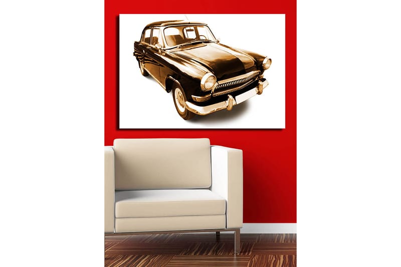 Canvas taulu 70x100 cm - Klassikkoauto mustan ja kullan sävyissä, Musta / Kulta