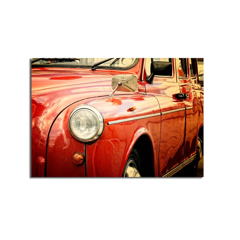 Canvas taulu 70x100 cm - Klassinen punainen auto kromiyksityiskohdilla - Punainen / Krominharmaa - Sisustustuotteet - Taulu & taide - Canvas-taulu
