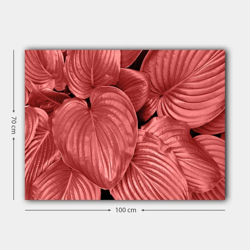Canvas taulu 70x100 cm - Lähikuva komeista, punaisista lehdistä, joissa on selkeät suonet - Punainen / Musta - Sisustustuotteet - Taulu & taide - Canvas-taulu