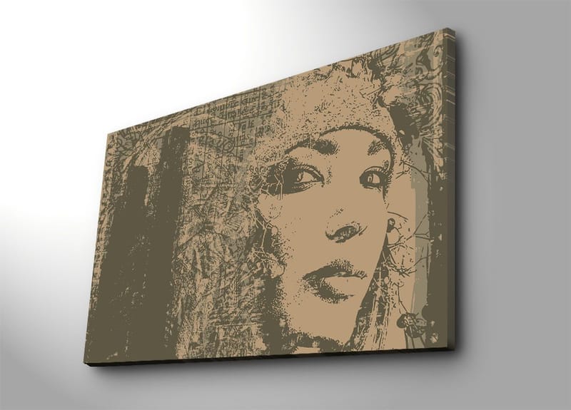 Canvas taulu 70x100 cm - Muotokuva naisesta, jolla on salaperäinen ja ilmeikäs katse, Beige / Ruskea