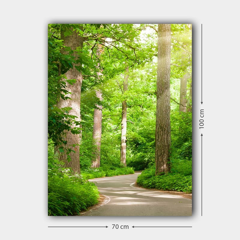 Canvas taulu 70x100 cm - Mutkitteleva tie rehevän metsän läpi - Vihreä / Ruskea - Sisustustuotteet - Taulu & taide - Canvas-taulu