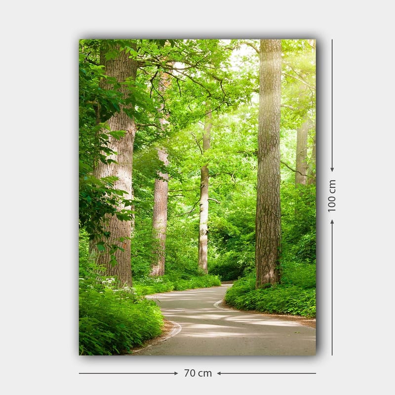 Canvas taulu 70x100 cm - Mutkitteleva tie rehevän metsän läpi - Vihreä / Ruskea - Sisustustuotteet - Taulu & taide - Canvas-taulu