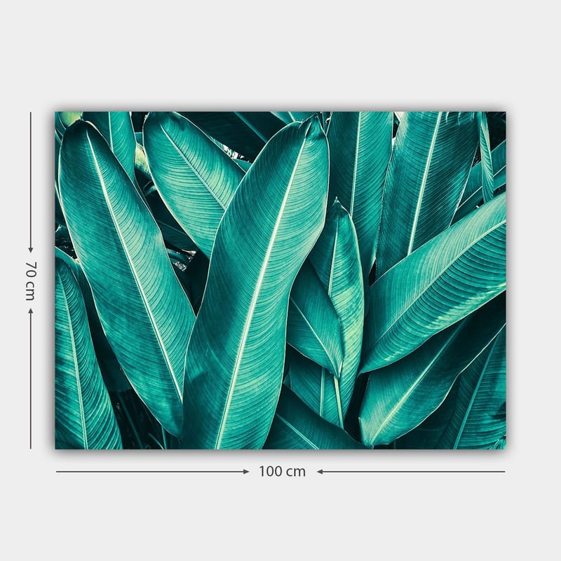 Canvas taulu 70x100 cm - Rehevää lehvästöä harmonisessa sommitelmassa - Turkoosi / Tummanvihreä - Sisustustuotteet - Taulu & taide - Canvas-taulu