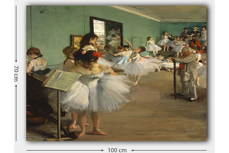 Canvas taulu 70x100 cm - Ryhmä ballerineita harjoittelemassa tanssisalissa - Valkoinen / Vaaleansininen / Vihreä - Sisustustuotteet - Taulu & taide - Canvas-taulu