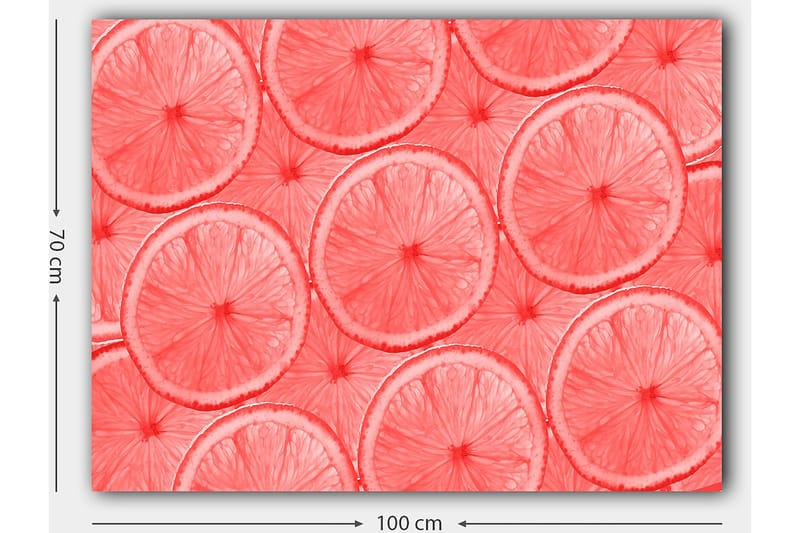 Canvas taulu 70x100 cm - Sitrushedelmien viipaleiden kuvio vaaleissa sävyissä - Vaaleanpunainen / Koralli - Sisustustuotteet - Taulu & taide - Canvas-taulu