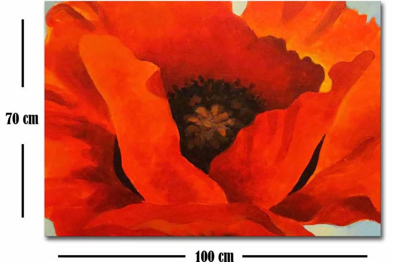 Canvas taulu 70x100 cm - Suuri, värikäs unikko intensiivisillä punaisen ja oranssin sävyillä - Punainen / oranssi - Sisustustuotteet - Taulu & taide - Canvas-taulu