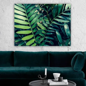 Canvas taulu 70x100 cm - Tiheästi kudotut vihreät kasvinlehdet luovat rehevän ja eloisan tunnelman - Tummanvihreä / Vaaleanvihreä - Sisustustuotteet - Taulu & taide - Canvas-taulu
