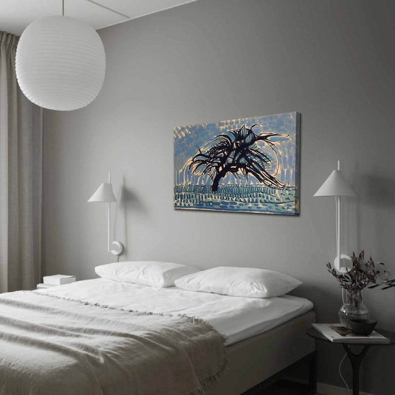 Canvas taulu 70x100 cm - Tuulen pieksemä puu sinistä taivasta vasten - Sininen / Musta / Beige - Sisustustuotteet - Taulu & taide - Canvas-taulu