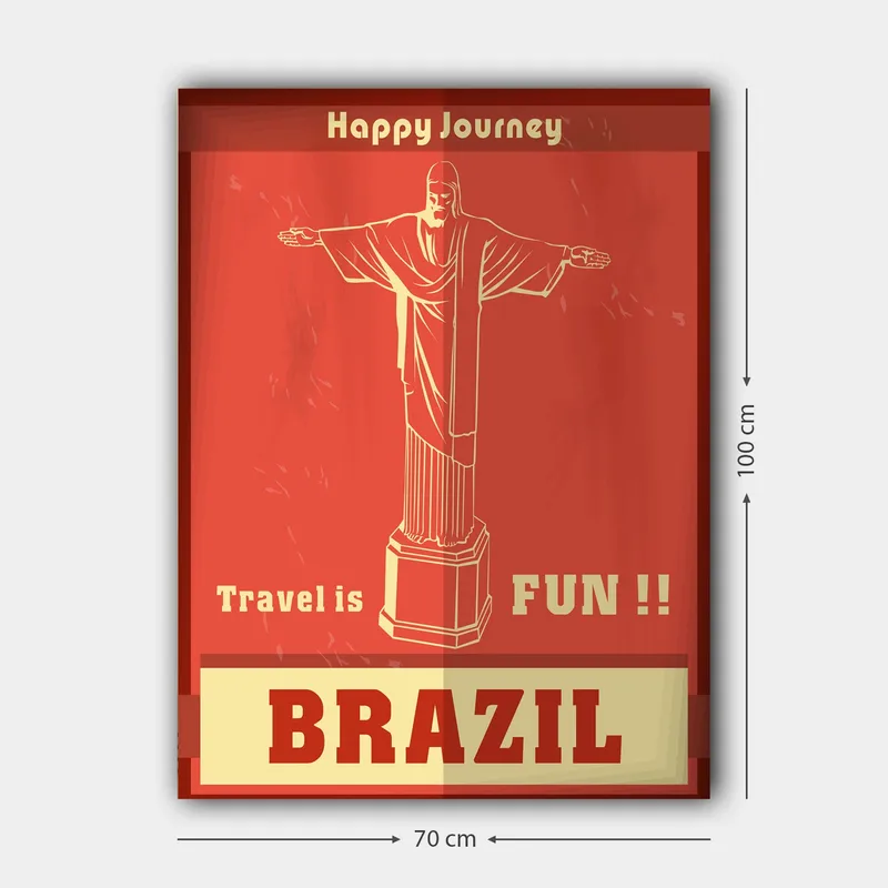 Canvas taulu 70x100 cm - Tyylitelty kuva Kristus Vapahtajan patsaasta Rio de Janeirossa iloisella matkaviestimellä - Punainen / Beige - Sisustustuotteet - Taulu & taide - Canvas-taulu