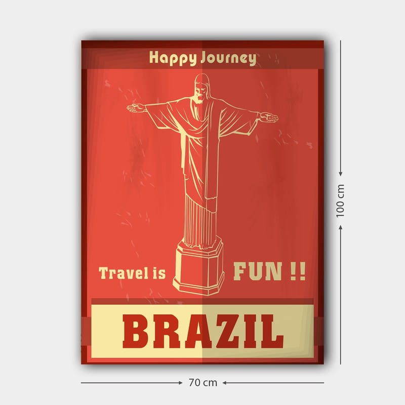 Canvas taulu 70x100 cm - Tyylitelty kuva Kristus Vapahtajan patsaasta Rio de Janeirossa iloisella matkaviestimellä - Punainen / Beige - Sisustustuotteet - Taulu & taide - Canvas-taulu