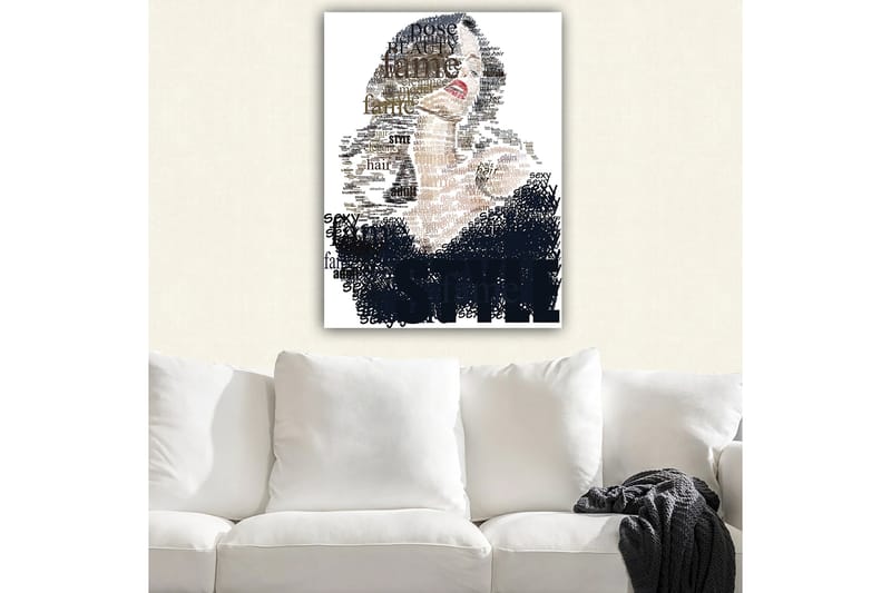 Canvas taulu 70x100 cm - Tyylitelty nainen ja teksti, joka korostaa kauneutta ja itsevarmuutta - Musta / Ruskea / Valkoinen - Sisustustuotteet - Taulu & taide - Canvas-taulu