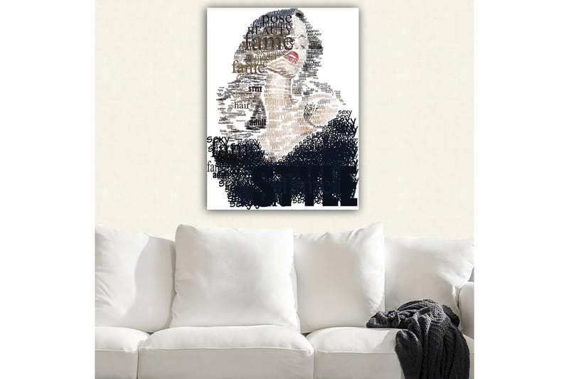 Canvas taulu 70x100 cm - Tyylitelty nainen ja teksti, joka korostaa kauneutta ja itsevarmuutta - Musta / Ruskea / Valkoinen - Sisustustuotteet - Taulu & taide - Canvas-taulu