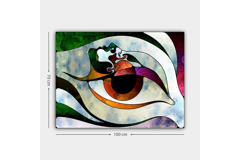 Canvas taulu 70x100 cm - Tyylitelty silmän muoto värikkäillä elementeillä, jotka luovat hypnoottisen vaikutelman - Vihreä / Ruskea / Valkoinen - Sisustustuotteet - Taulu & taide - Canvas-taulu