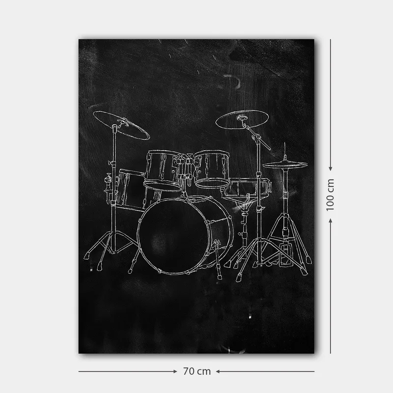 Canvas taulu 70x100 cm - Tyylitelty piirros rumpusetistä mustalla taustalla - Musta / Valkoinen - Sisustustuotteet - Taulu & taide - Canvas-taulu