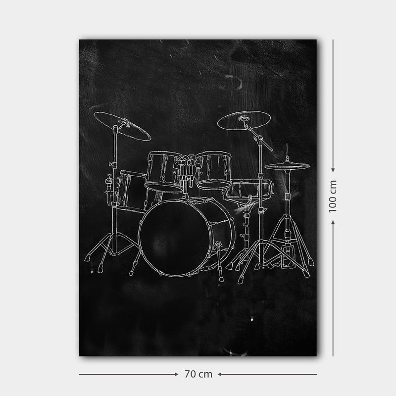 Canvas taulu 70x100 cm - Tyylitelty piirros rumpusetistä mustalla taustalla - Musta / Valkoinen - Sisustustuotteet - Taulu & taide - Canvas-taulu
