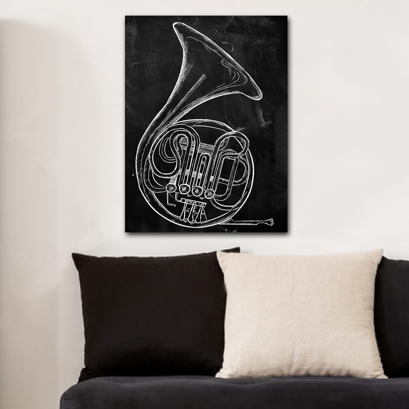 Canvas taulu 70x100 cm - Tyylitelty piirros käyrätorvesta - Valkoinen / Musta - Sisustustuotteet - Taulu & taide - Canvas-taulu