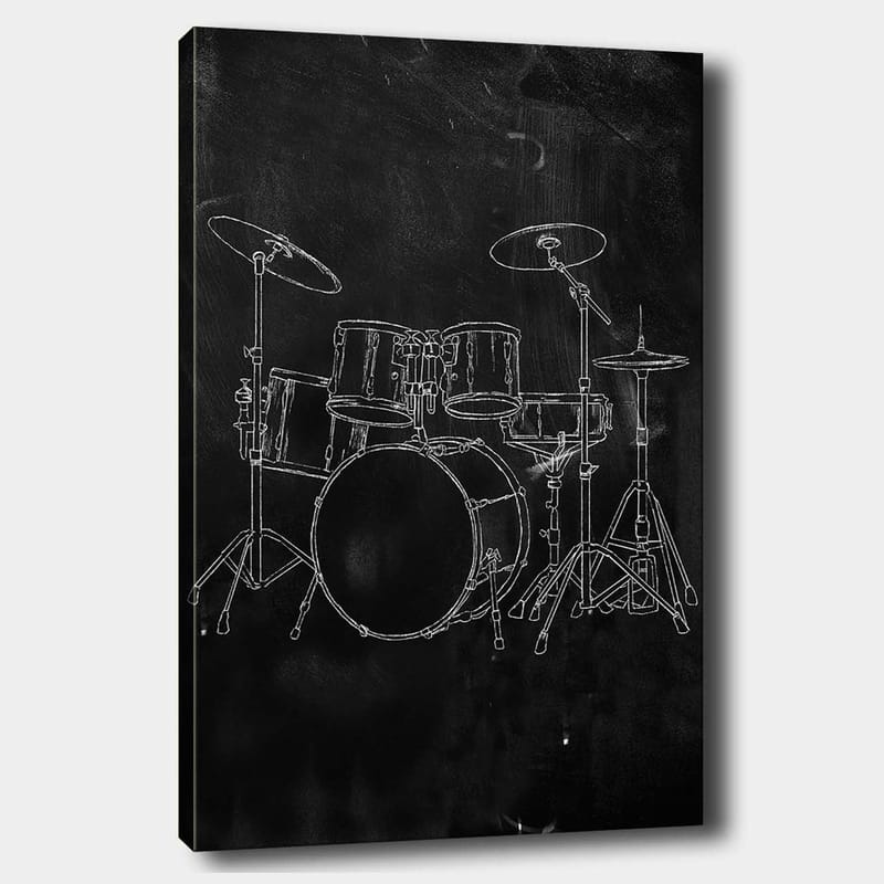 Canvas taulu 70x100 cm - Tyylitelty piirros rumpusetistä mustalla taustalla, Musta / Valkoinen