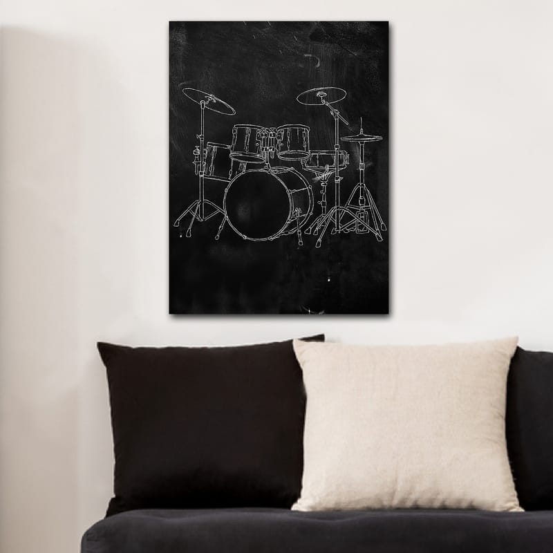 Canvas taulu 70x100 cm - Tyylitelty piirros rumpusetistä mustalla taustalla - Musta / Valkoinen - Sisustustuotteet - Taulu & taide - Canvas-taulu