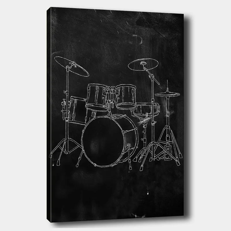 Canvas taulu 70x100 cm - Tyylitelty piirros rumpusetistä mustalla taustalla, Musta / Valkoinen