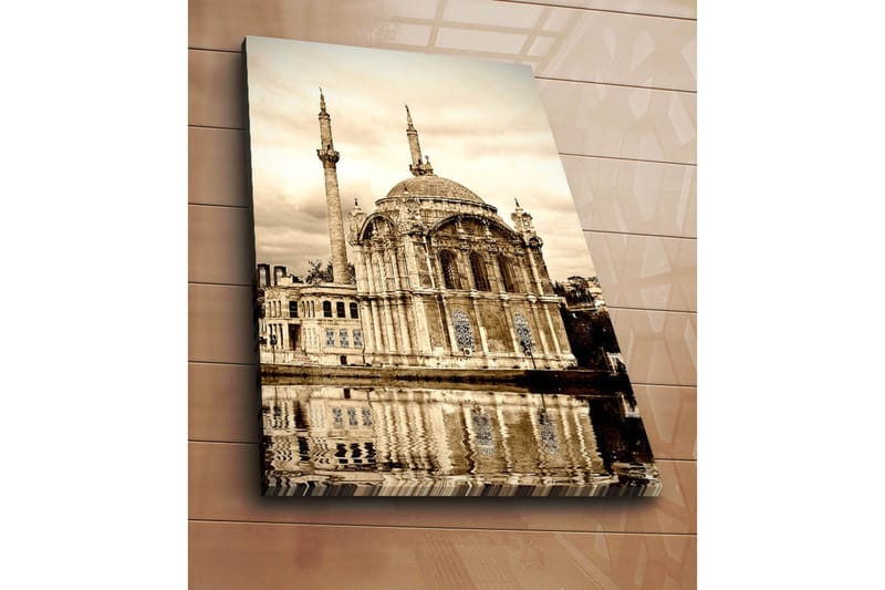 Canvas taulu 70x100 cm - Upea moskeija, jonka kupoli ja minareetit heijastuvat veteen - Beige / Ruskea / Musta - Sisustustuotteet - Taulu & taide - Canvas-taulu