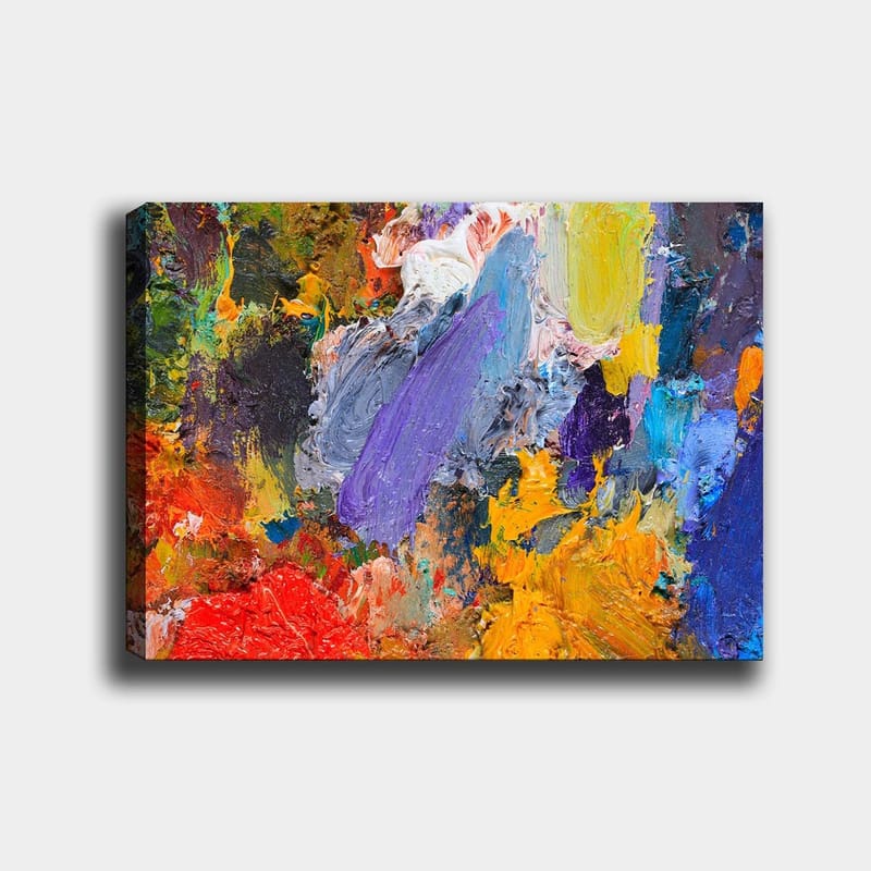 Canvas taulu 70x100 cm - Värikäs abstrakti sommitelma dynaamisilla siveltimenvedoilla ja eloisilla sävyillä - Violetti / Oranssi / Punainen - Sisustustuotteet - Taulu & taide - Canvas-taulu