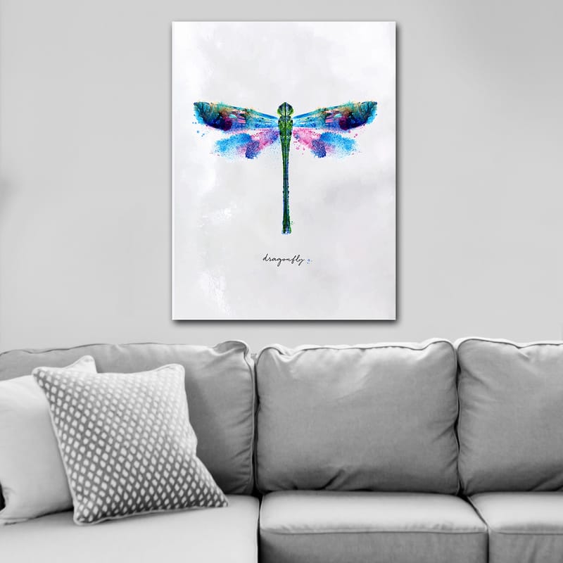 Canvas taulu 70x100 cm - Värikäs ja tyylitelty kuva sudenkorentosta - Vihreä / Sininen / Vaaleanpunainen - Sisustustuotteet - Taulu & taide - Canvas-taulu