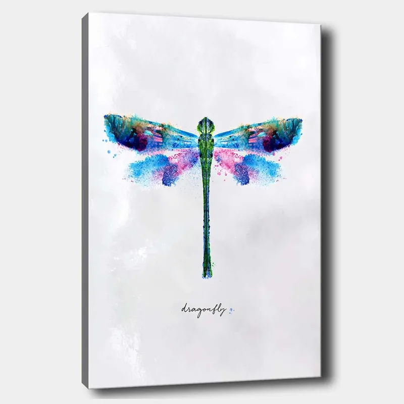 Canvas taulu 70x100 cm - Värikäs ja tyylitelty kuva sudenkorentosta, Vihreä / Sininen / Vaaleanpunainen