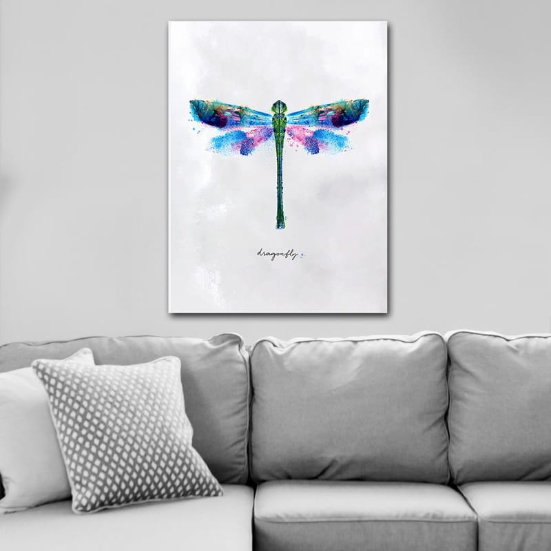 Canvas taulu 70x100 cm - Värikäs ja tyylitelty kuva sudenkorentosta - Vihreä / Sininen / Vaaleanpunainen - Sisustustuotteet - Taulu & taide - Canvas-taulu
