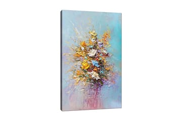 Canvas taulu 70x100 cm - Värikäs kimppu eri sävyisillä kukilla - Keltainen / Oranssi / Sininen - Sisustustuotteet - Taulu & taide - Canvas-taulu