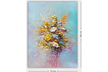 Canvas taulu 70x100 cm - Värikäs kimppu eri sävyisillä kukilla - Keltainen / Oranssi / Sininen - Sisustustuotteet - Taulu & taide - Canvas-taulu