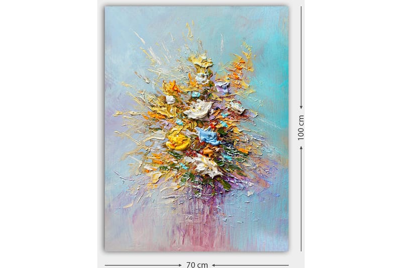 Canvas taulu 70x100 cm - Värikäs kimppu eri sävyisillä kukilla - Keltainen / Oranssi / Sininen - Sisustustuotteet - Taulu & taide - Canvas-taulu