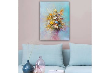 Canvas taulu 70x100 cm - Värikäs kimppu eri sävyisillä kukilla - Keltainen / Oranssi / Sininen - Sisustustuotteet - Taulu & taide - Canvas-taulu