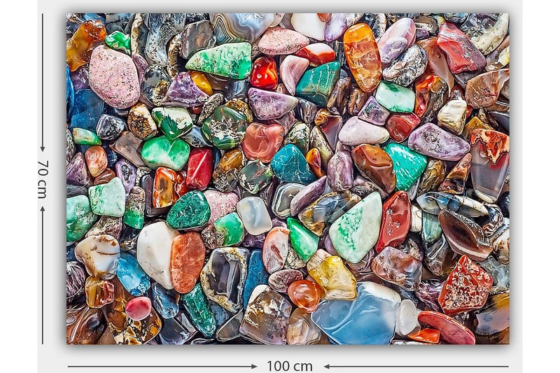 Canvas taulu 70x100 cm - Värikäs kokoelma hiottuja kiviä ja jalokiviä - Vihreä / Punainen / Violetti - Sisustustuotteet - Taulu & taide - Canvas-taulu