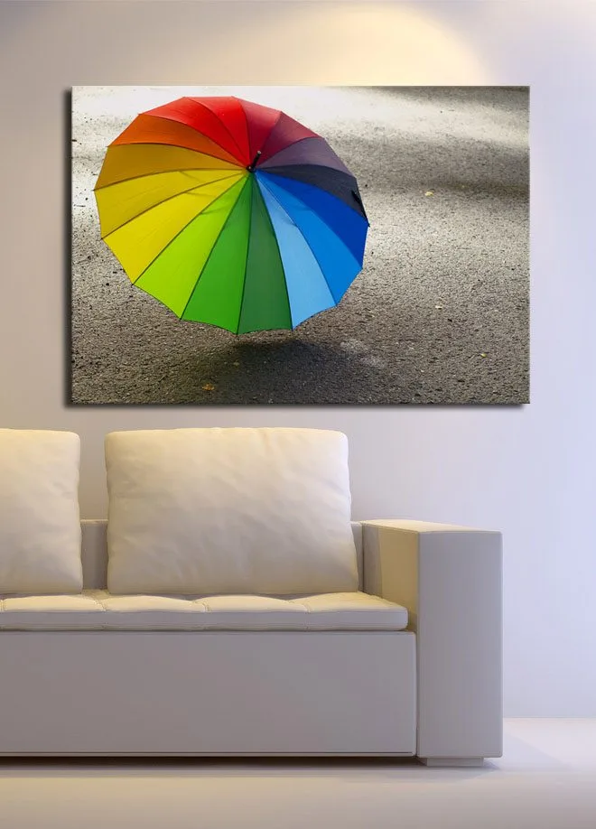 Canvas taulu 70x100 cm - Värikäs sateenvarjo harmaalla pinnalla - Punainen / Vihreä / Sininen - Sisustustuotteet - Taulu & taide - Canvas-taulu