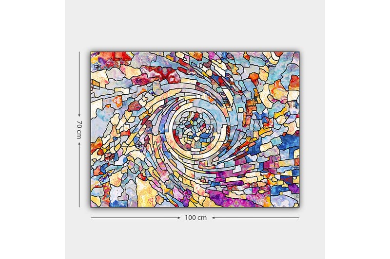 Canvas taulu 70x100 cm - Värikäs spiraalimainen abstraktien muotojen muodostama dynaaminen liike - Sininen / Punainen / Keltainen - Sisustustuotteet - Taulu & taide - Canvas-taulu