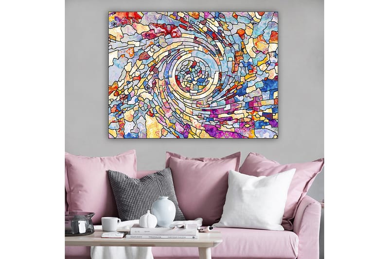 Canvas taulu 70x100 cm - Värikäs spiraalimainen abstraktien muotojen muodostama dynaaminen liike - Sininen / Punainen / Keltainen - Sisustustuotteet - Taulu & taide - Canvas-taulu