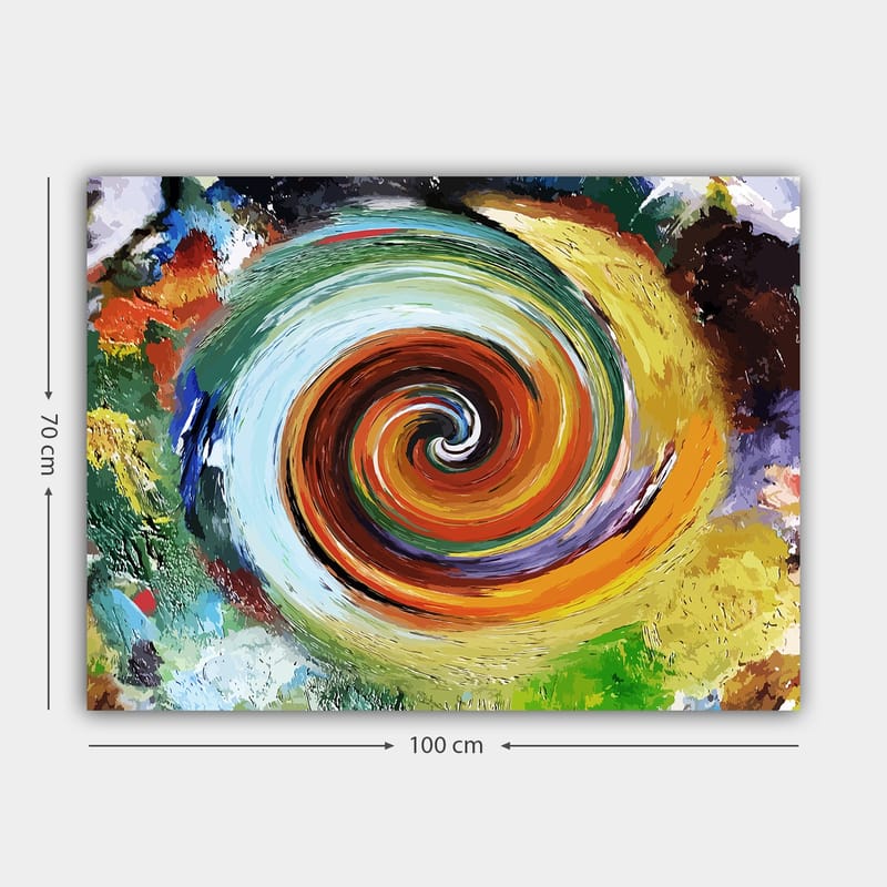 Canvas taulu 70x100 cm - Värikäs pyörre, joka luo liikkeen ja dynamiikan tunteen - Vihreä / Oranssi / Punainen - Sisustustuotteet - Taulu & taide - Canvas-taulu