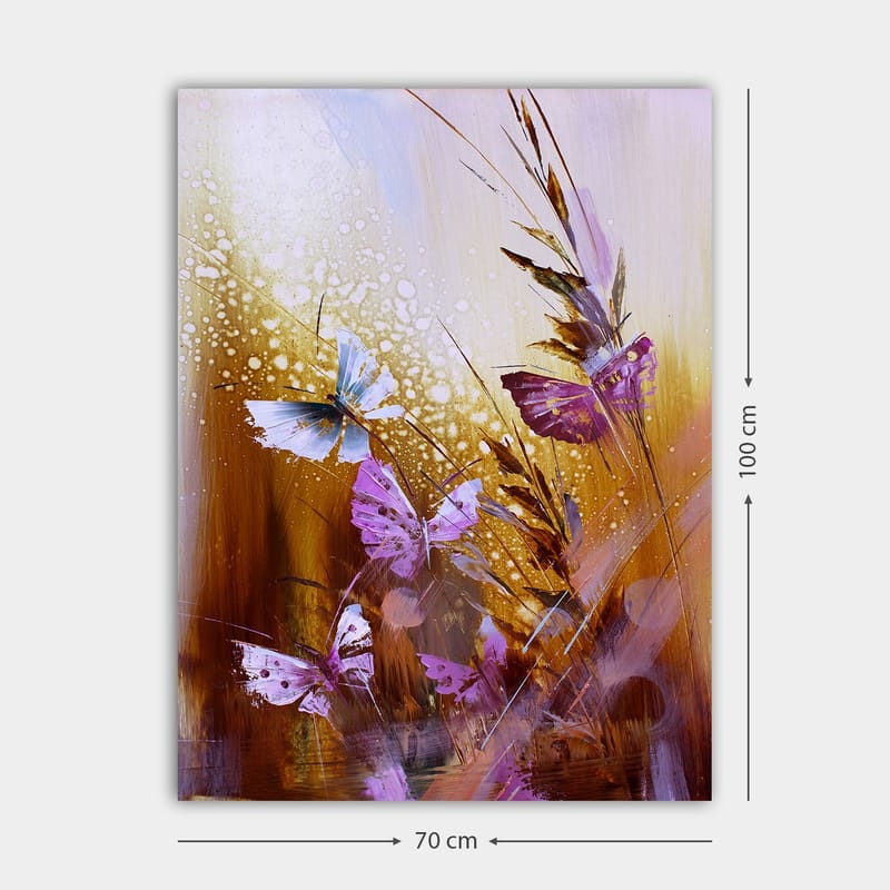 Canvas taulu 70x100 cm - Värikäs perhoskokoelma luonnollisessa ympäristössä - Violetti / Sininen / Kullanruskea - Sisustustuotteet - Taulu & taide - Canvas-taulu