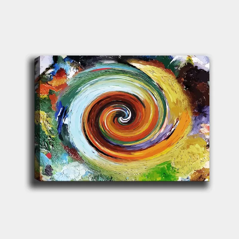 Canvas taulu 70x100 cm - Värikäs pyörre, joka luo liikkeen ja dynamiikan tunteen, Vihreä / Oranssi / Punainen