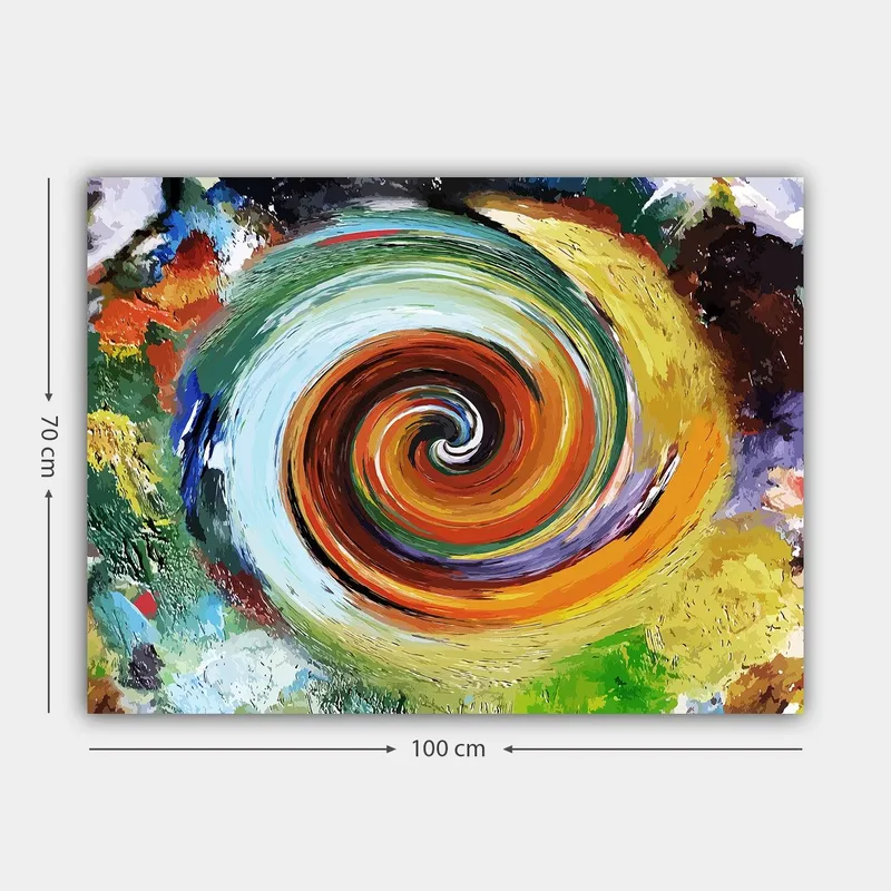 Canvas taulu 70x100 cm - Värikäs pyörre, joka luo liikkeen ja dynamiikan tunteen - Vihreä / Oranssi / Punainen - Sisustustuotteet - Taulu & taide - Canvas-taulu