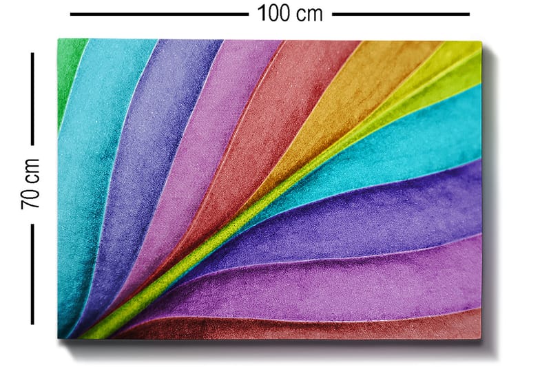 Canvas taulu 70x100 cm - Värikkäät, aaltoilevat lehdet eri sävyissä luovat dynaamisen ja eloisan sommitelman - Turkoosi / Violetti / Vihreä - Sisustustuotteet - Taulu & taide - Canvas-taulu